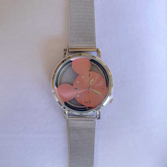 Mickey Mouse see through watch pink silver metal Disney shiny DisneyLand - Picture 5 of 5